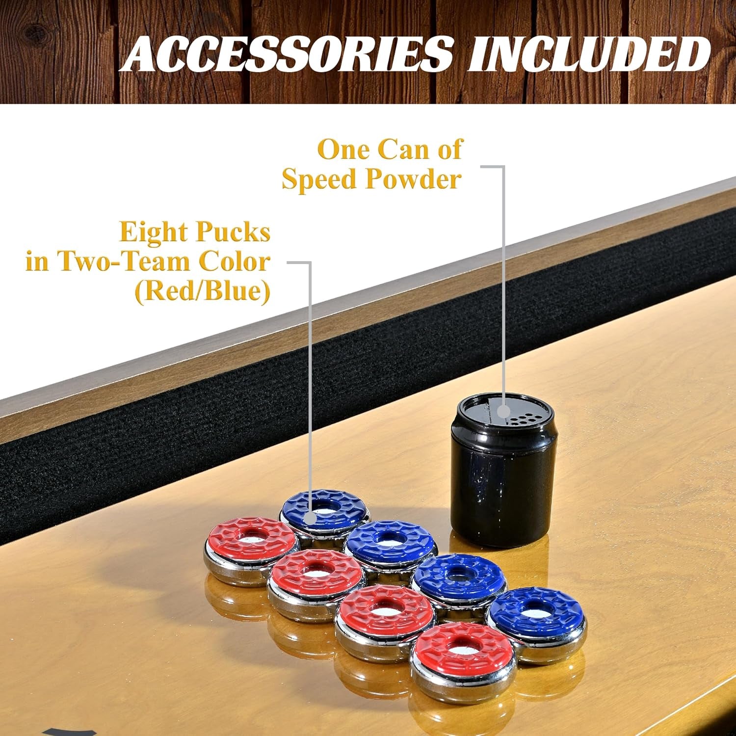 Barrington Urban Shuffleboard Table with Scratch-Resistant Playfield and 8-Puck Set