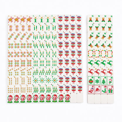 Mini Christmas Mahjong Set, Portable Travel Mahjong Tiles With Christmas Holiday Pattern, Family Table Game With Storage Box, Novelty Christmas Gift