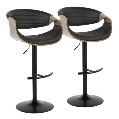 Symphony Mid Century Modern Adjustable Barstool Set with Swivel and T Footrest - Black, Beige, Pearl Silver