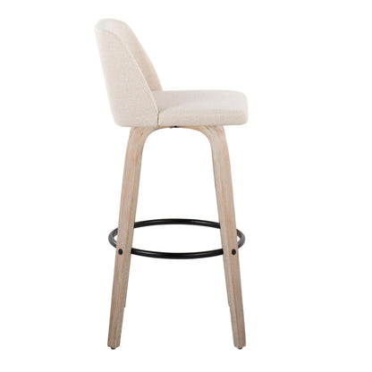 Mid-Century Modern Fixed Height BarStool Set with Swivel Footrest - Multiple Colors