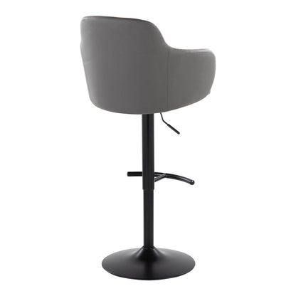 Contemporary Adjustable Barstool Set with Swivel - Rounded T Footrest - Dark Gray or Black
