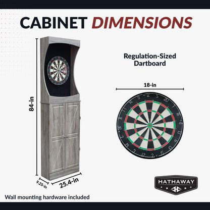 Hathaway Westwood Bristle Dartboard and 84-in Free-Standing Cabinet - Rustic Gray