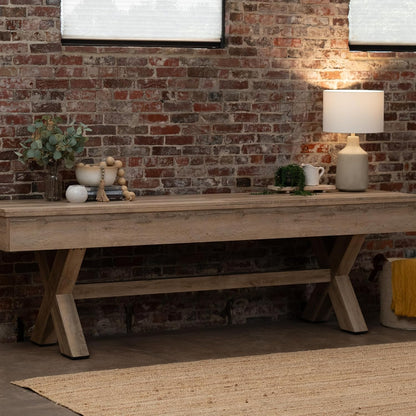 LED Shuffleboard with Contemporary Buffet Top - Illuminated LED Rails and Two-Piece Leaf Design