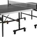 inside Professional MDF Indoor Ping Pong Table with Quick Clamp Table Tennis Net and Post Set - 10 Minute Easy Assembly - Tournament Quality - Foldable with Single Player Playback Mode