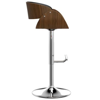 Mid Century Modern Adjustable Swivel Bar Stool with Bentwood Frame - Black, Light Blue, Dark Gray, White