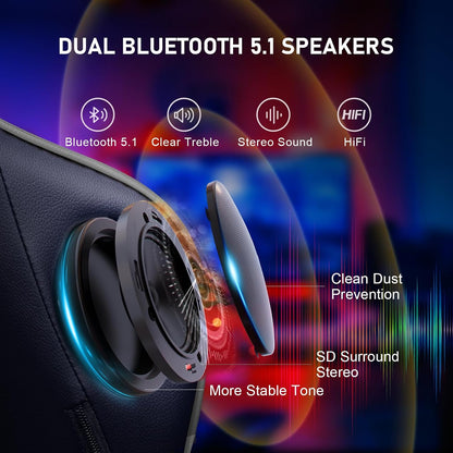 Gaming Chair with Footrest Speakers Video Game Chair Bluetooth Music Heavy Duty Ergonomic Computer Office Desk Chair