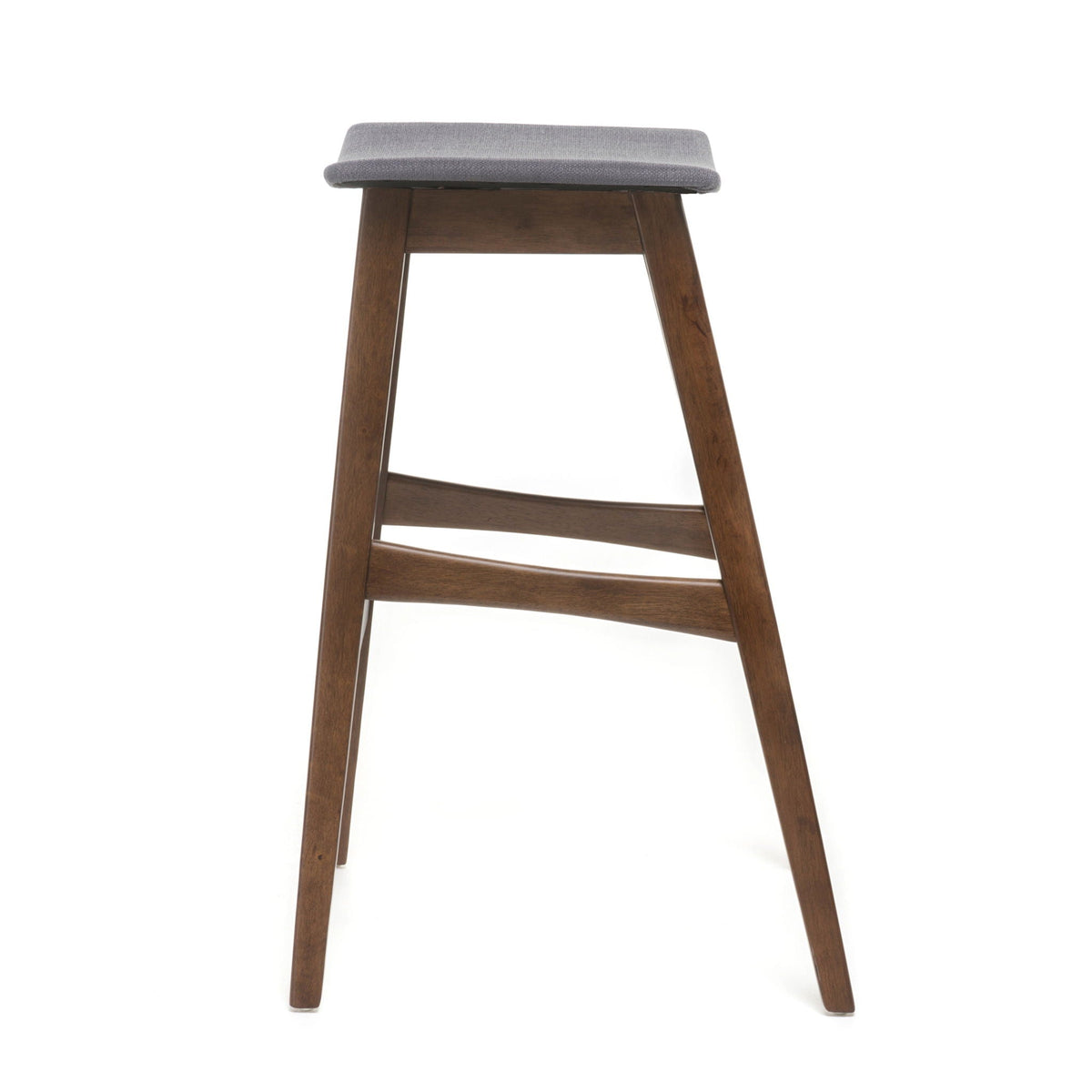 Mid Century Modern Bar Stool Set with Upholstered Seating - Beige or Dark Gray