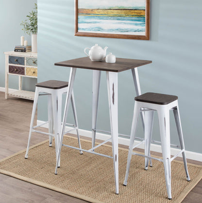 Contemporary Barstool Set of 2 with Stackable Design - Black or White