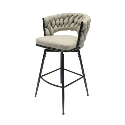 Bar Stool 360 Swivel with Back Footrest - Upholstered, Set of 2