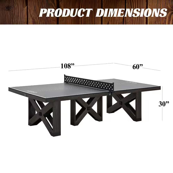 9 Ft. Fremont Indoor Ping Pong Tennis Table, Official Size Furniture Quality with Metal Net and Storage Drawer