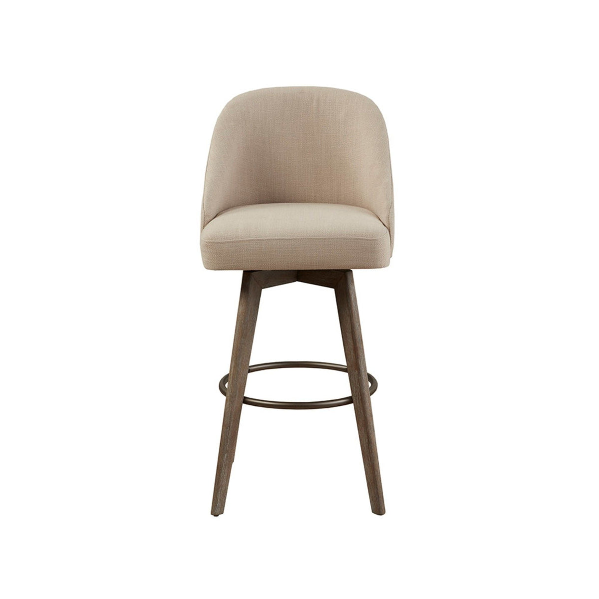 Modern 360-Degree Swivel Bar Stool in Sand | Solid Wood Frame