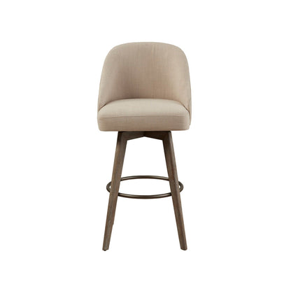 Modern 360-Degree Swivel Bar Stool in Sand | Solid Wood Frame