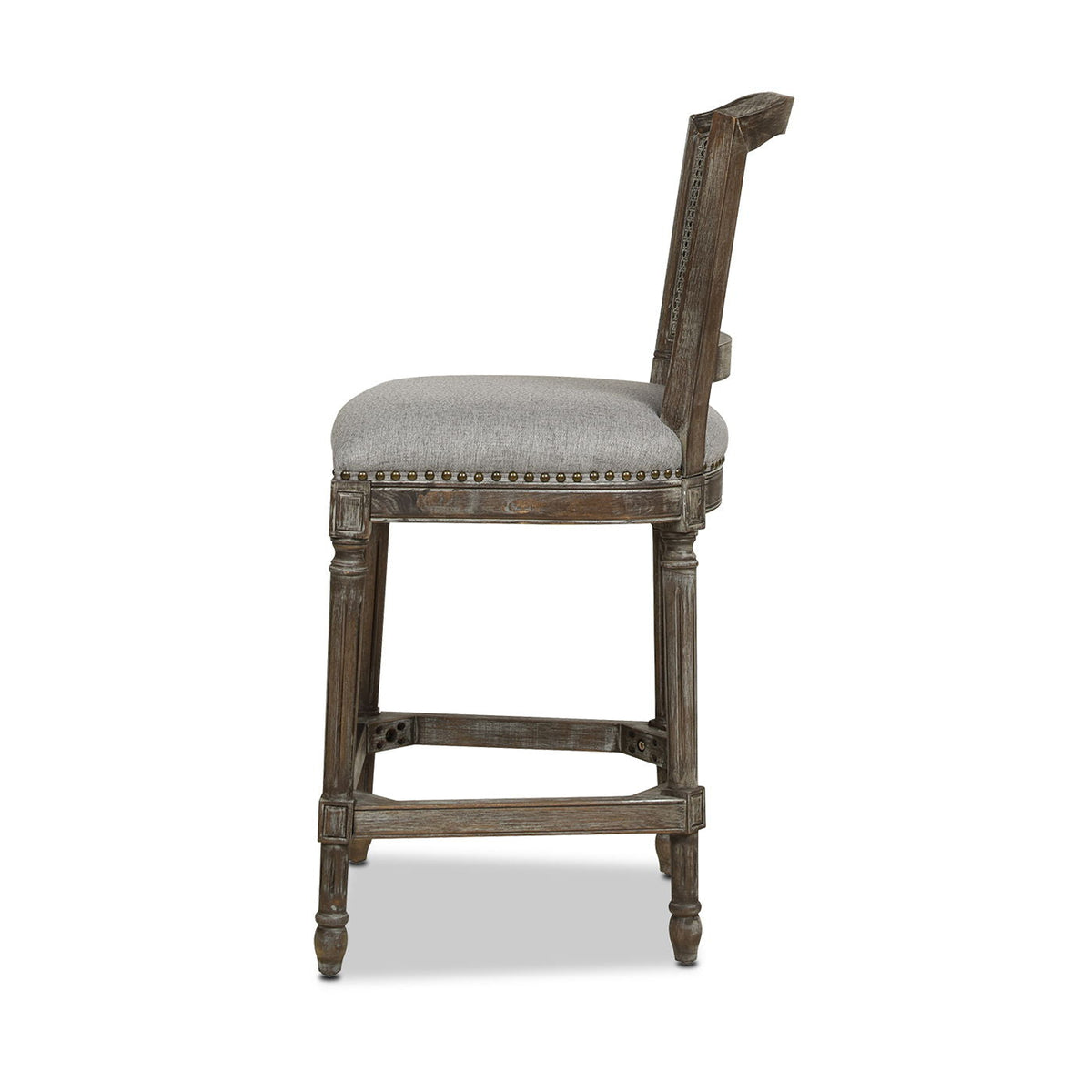 Rattan Wicker High Back Counter Bar Stool with Oak Frame - Gray or Dark Brown