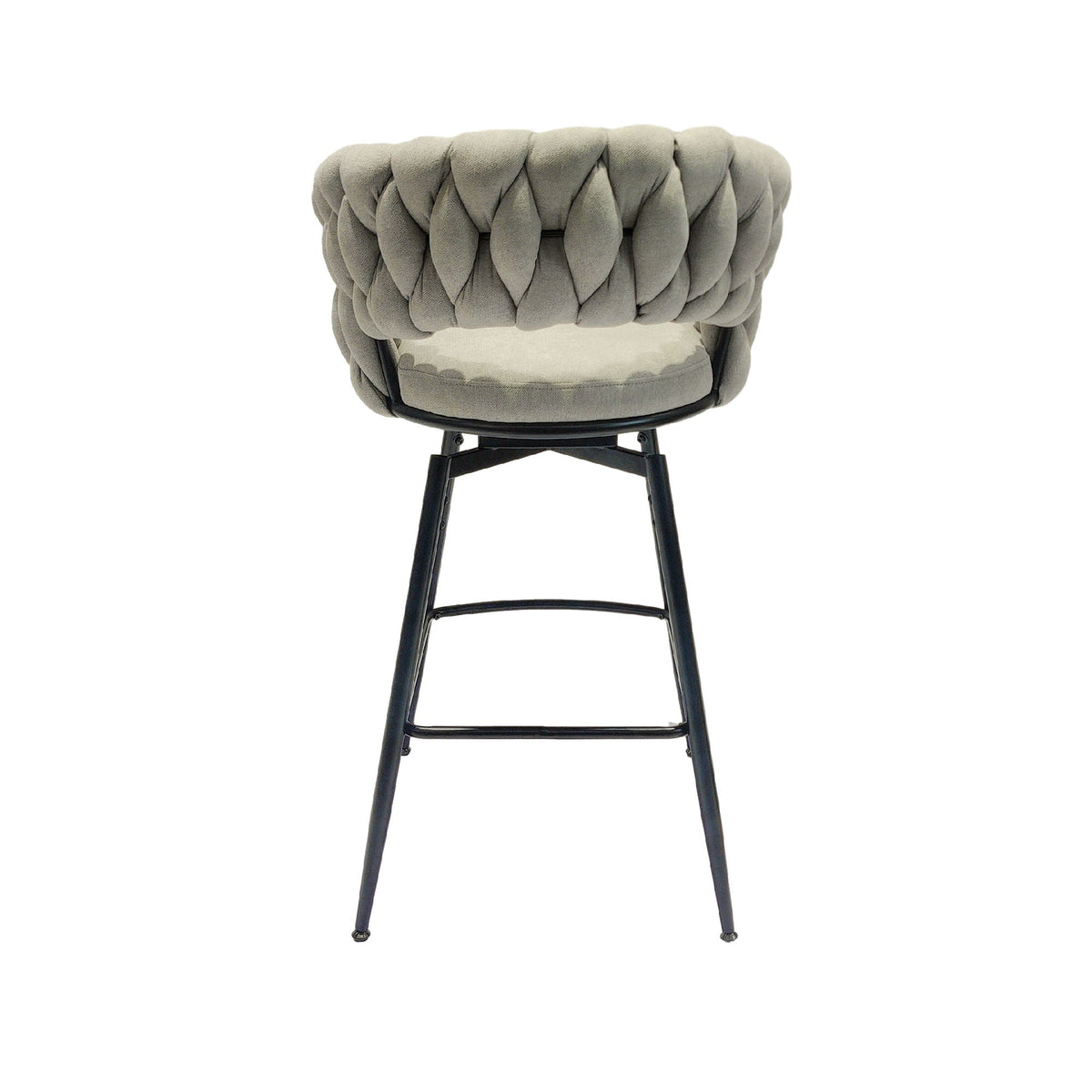 Bar Stool 360 Swivel with Back Footrest - Upholstered, Set of 2