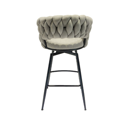 Bar Stool 360 Swivel with Back Footrest - Upholstered, Set of 2