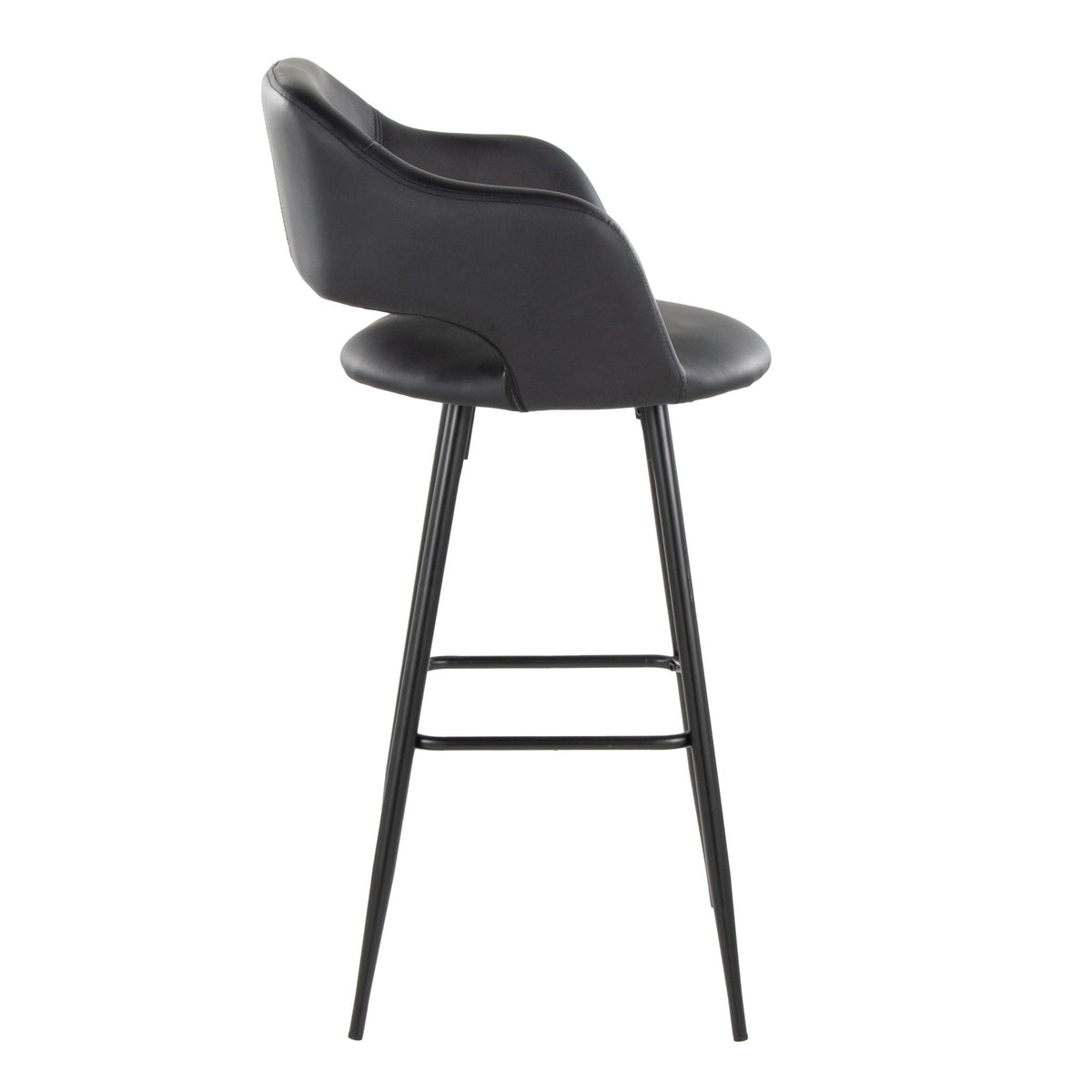 Contemporary Fixed Height Barstool Set of 2 with Square Footrest - Multiple Colors