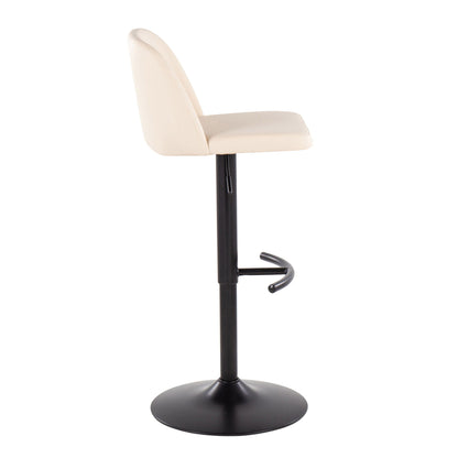 Contemporary Adjustable Bar Stool Set with Rounded T Footrest - Multiple Colors