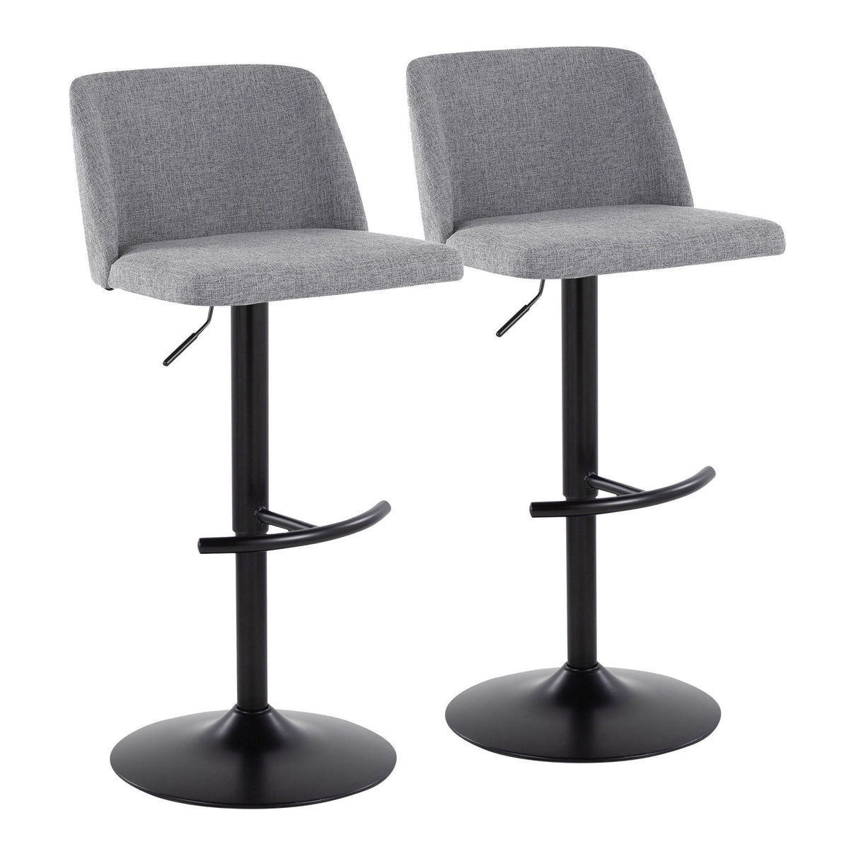 Contemporary Adjustable Bar Stool Set with Rounded T Footrest - Multiple Colors