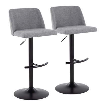 Contemporary Adjustable Bar Stool Set with Rounded T Footrest - Multiple Colors