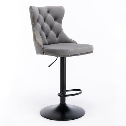 Modern Adjustable Swivel Barstools with Tufted Back - Multiple Colors (Set of 2)