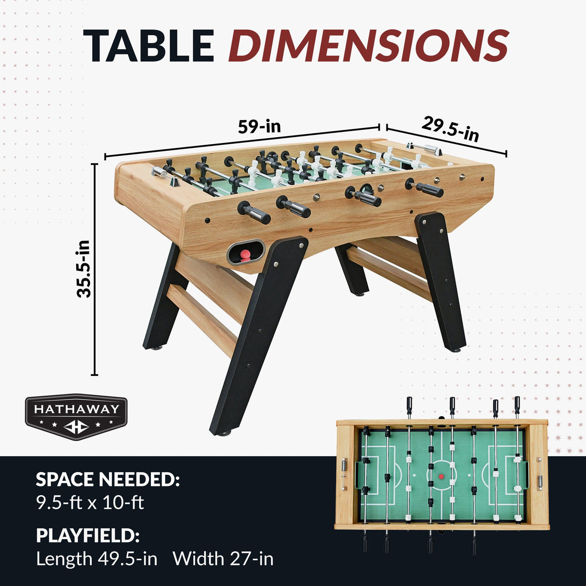 Hathaway Center Stage Pro Series 59-in Foosball Table - Telescopic Safety Rods