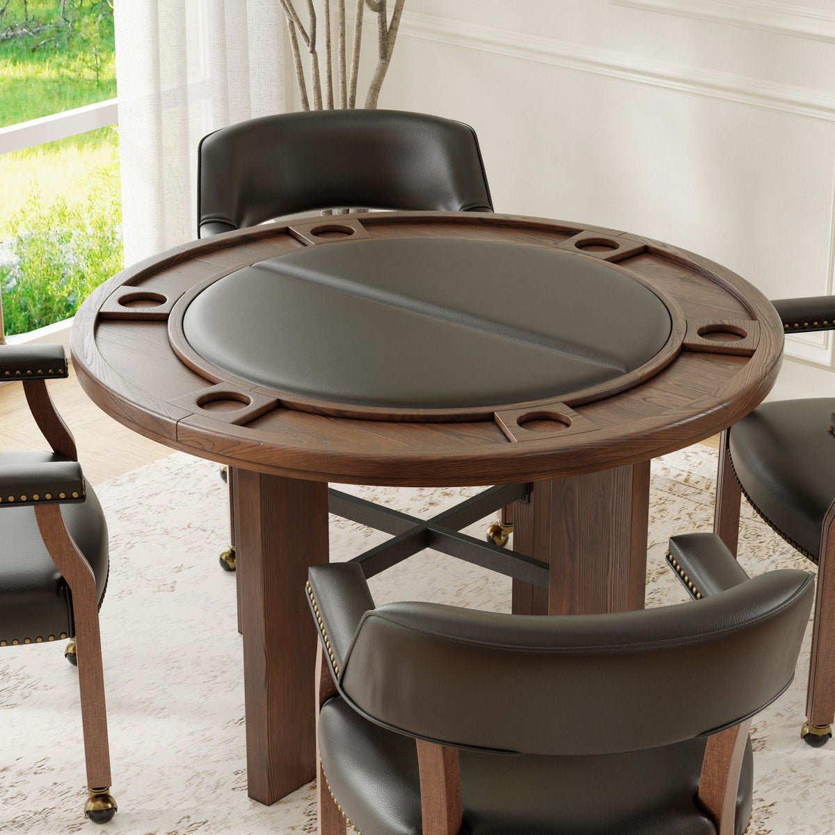 2 in 1 Dining and Game Table with Dual-Purpose Top