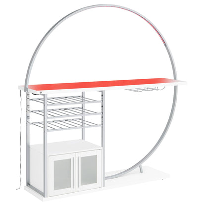 Risley 2-door Circular LED Wine Cabinet White High Gloss