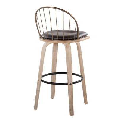 Industrial Fixed Height Barstool Set with Swivel and Removable Cushion - Light Brown or Black