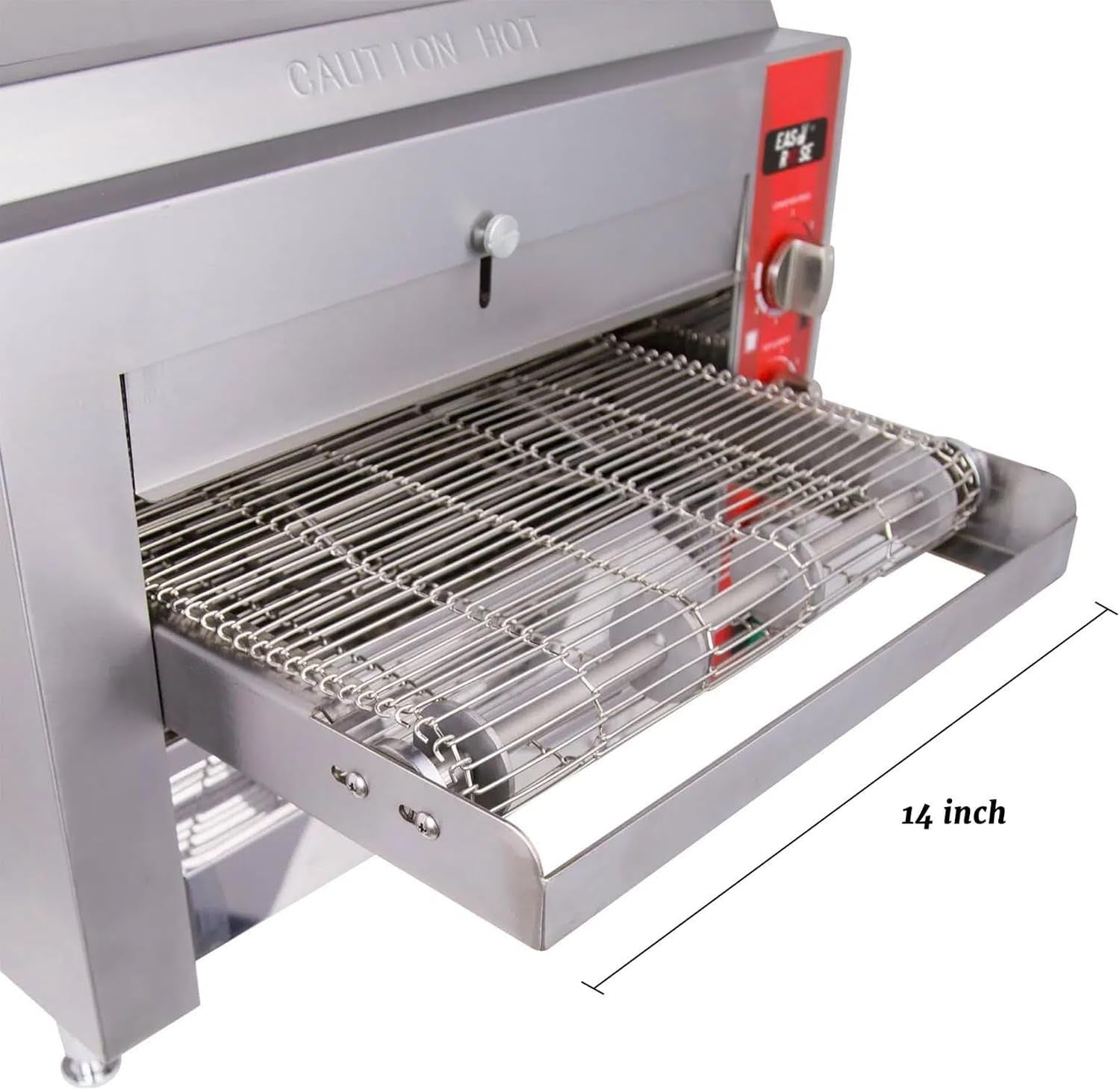 14" Commercial Conveyor Pizza Oven, 3600W 240V Countertop Electric Pizza Baker with 14-Inch Stainless Steel Belt, 6-20P Plug, High Efficiency Fast Baking for Restaurant, Snack Bar, Silver