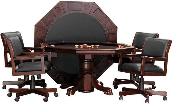 3-In 1 Game & Dining Table Set with 4 Rocker-Swivel Chairs