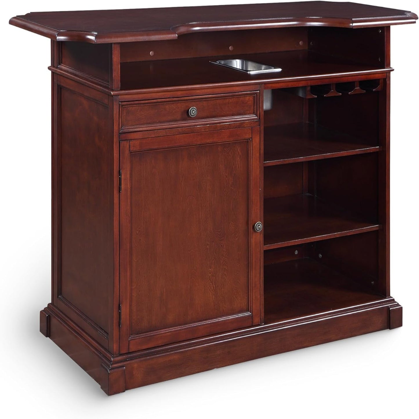 Ridgeline 60-In Hardwood Home Bar with Storage - Mahogany Finish
