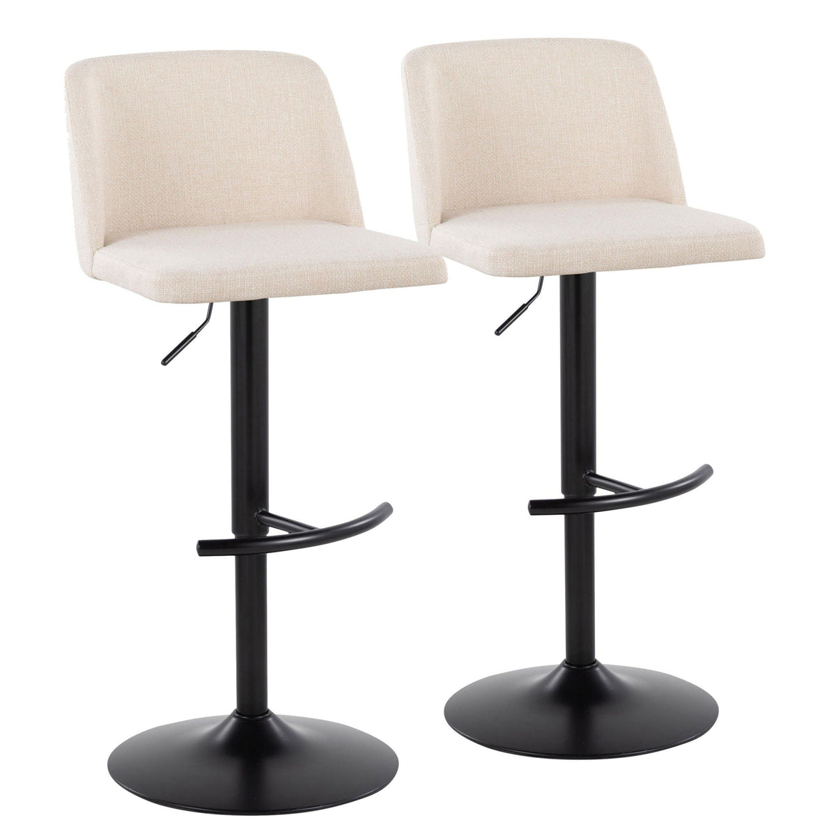 Contemporary Adjustable Bar Stool Set with Rounded T Footrest - Multiple Colors