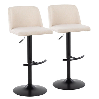 Contemporary Adjustable Bar Stool Set with Rounded T Footrest - Multiple Colors