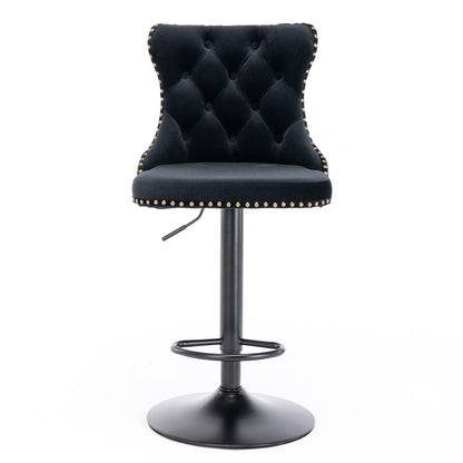 Modern Adjustable Swivel Barstools with Tufted Back - Multiple Colors (Set of 2)