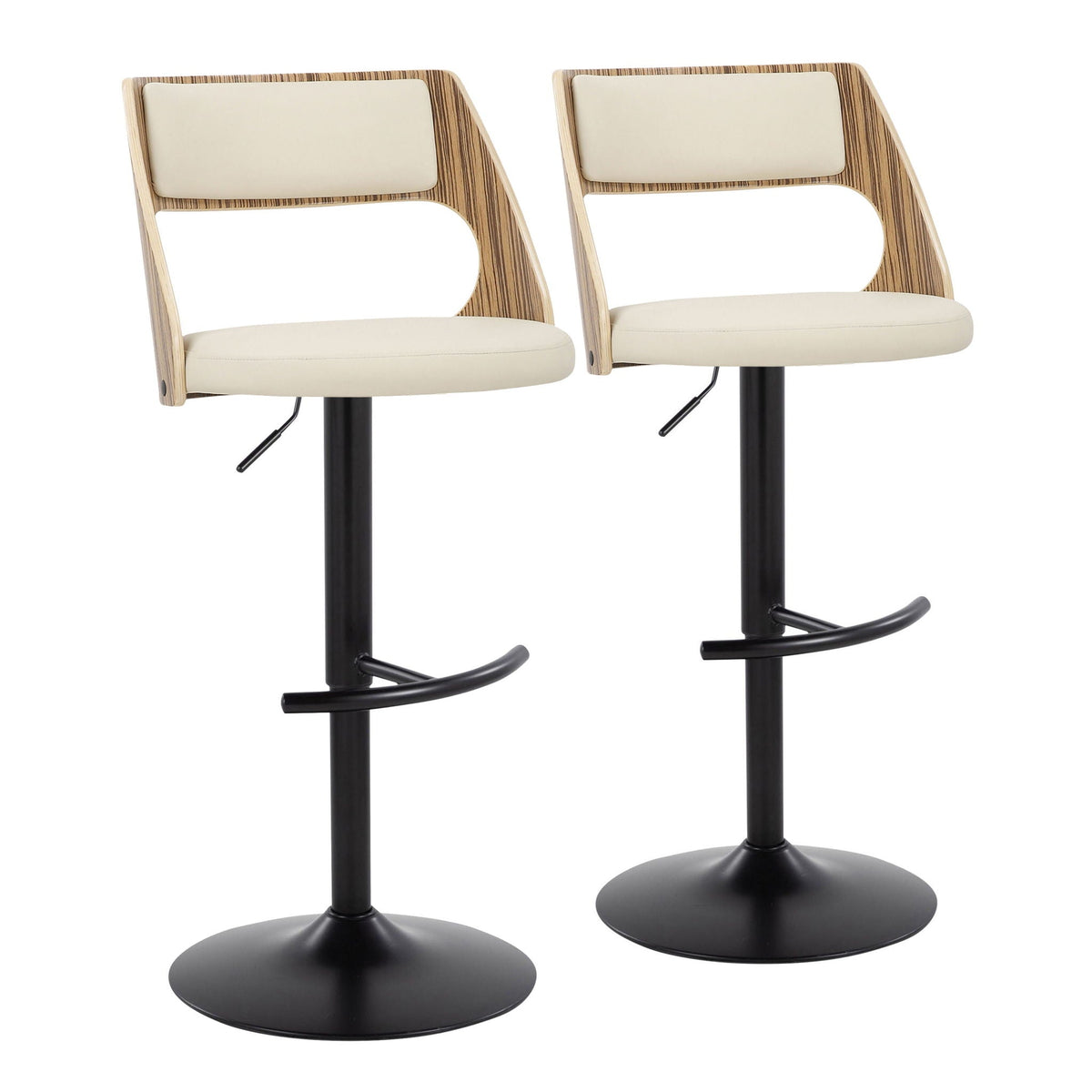 Cecina Contemporary Adjustable Barstool with Swivel - Set of 2