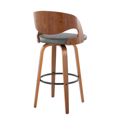 Mid-Century Modern Barstool Set with Swivel Footrest - White or Dark Gray