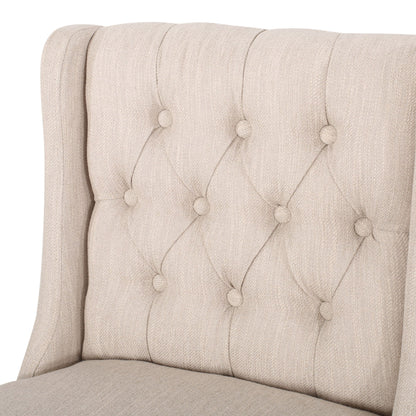 Upholstered Barstool with Button Tufted Wing Back - Multiple Colors