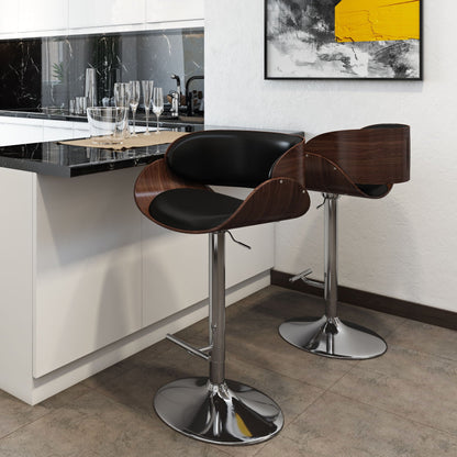 Mid Century Modern Adjustable Swivel Bar Stool with Bentwood Frame - Black, Light Blue, Dark Gray, White