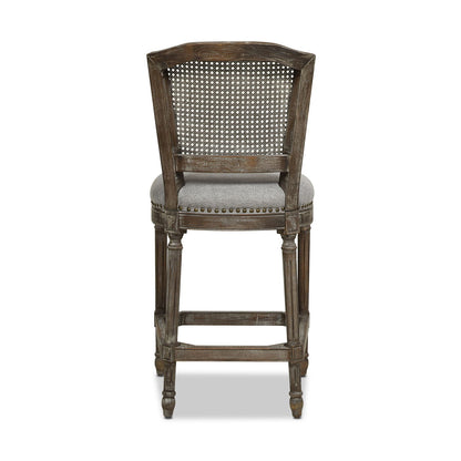 Rattan Wicker High Back Counter Bar Stool with Oak Frame - Gray or Dark Brown