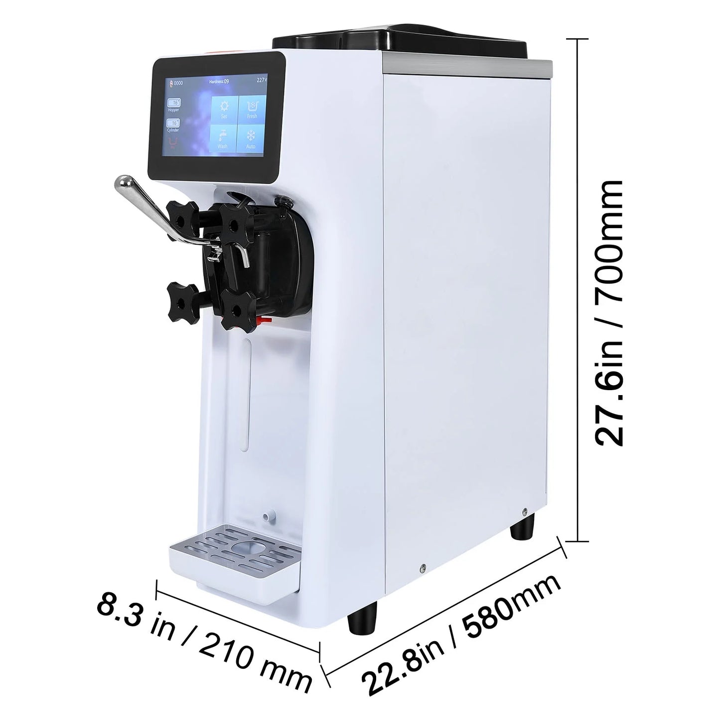 Commercial Ice Cream Machine 2.7-4Gal/10-15L/H 4L Hopper Single Flavor Countertop Soft Serve Ice Cream Maker Auto Clean Pre-Cooling