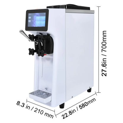 Commercial Ice Cream Machine 2.7-4Gal/10-15L/H 4L Hopper Single Flavor Countertop Soft Serve Ice Cream Maker Auto Clean Pre-Cooling