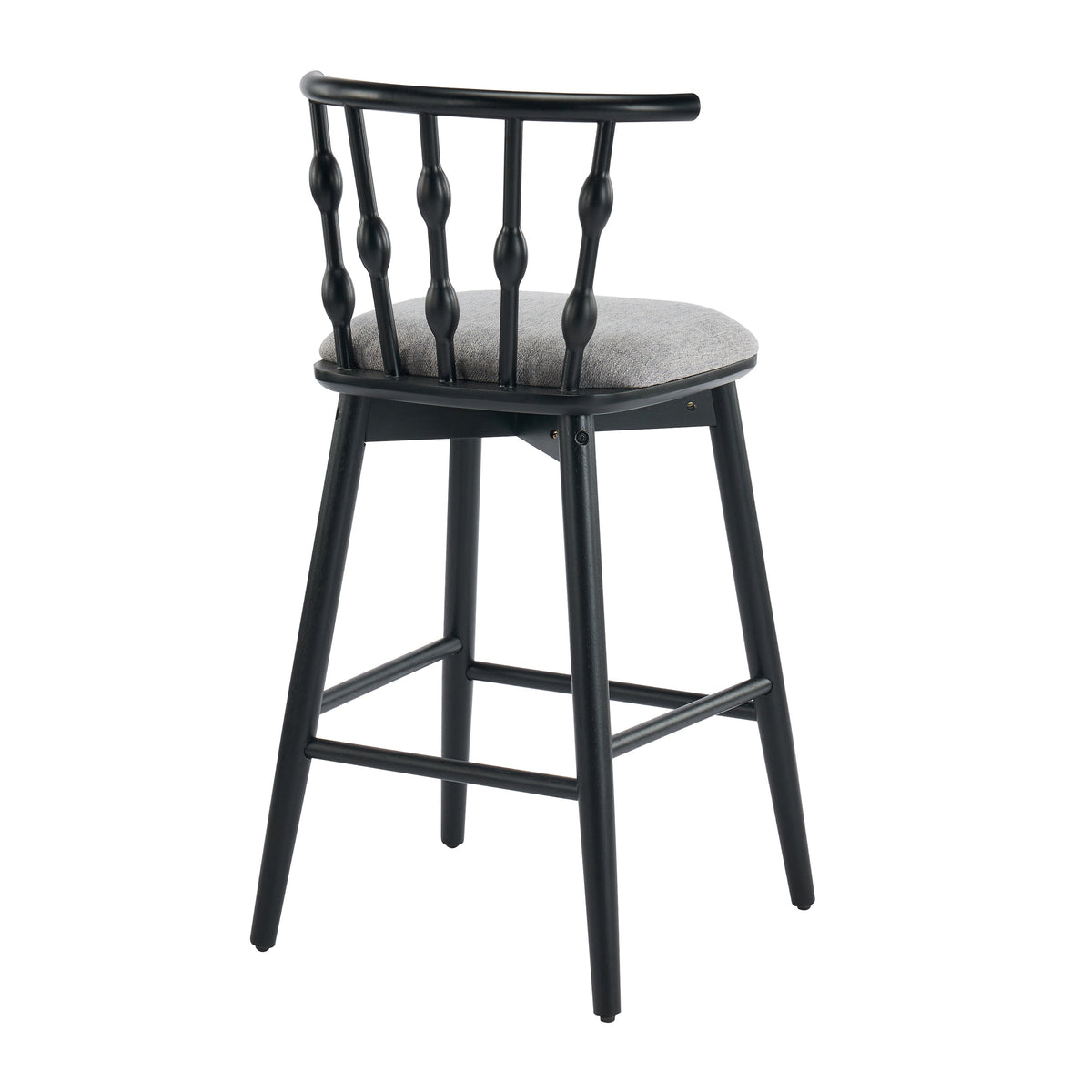 Doria Indoor Wooden Barstool with Hourglass Backrest - Grey