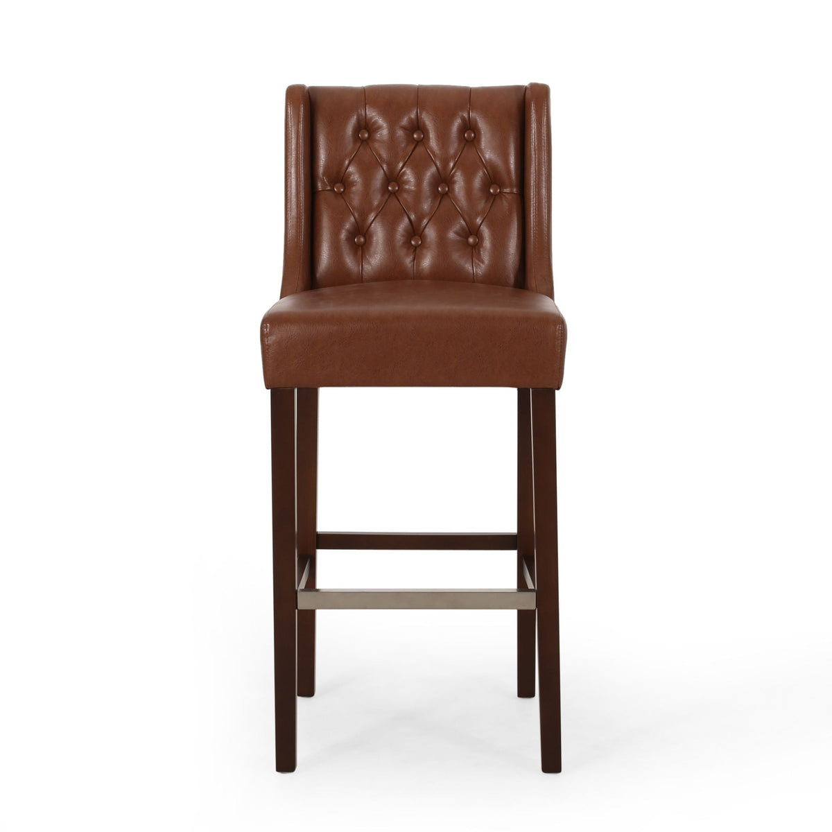 Upholstered Barstool with Button Tufted Wing Back - Multiple Colors
