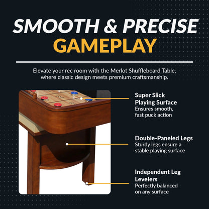 Premium 12-Ft Merlot Shuffleboard Table for Ultimate Game Room Fun