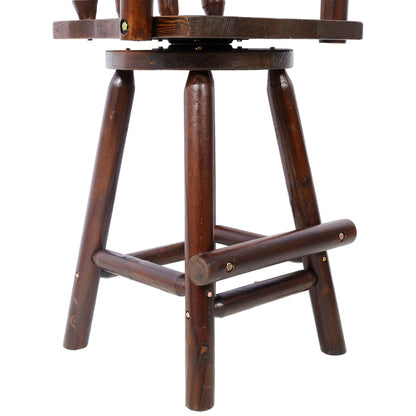 Rustic Bar Stool with Wide Armrest and 360° Swivel - Dark Brown or Light Brown