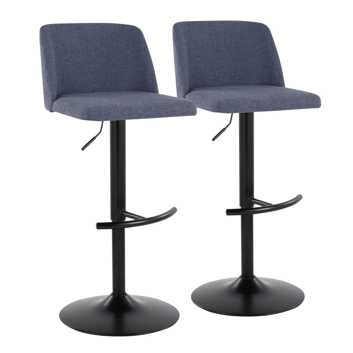 Contemporary Adjustable Bar Stool Set with Rounded T Footrest - Multiple Colors