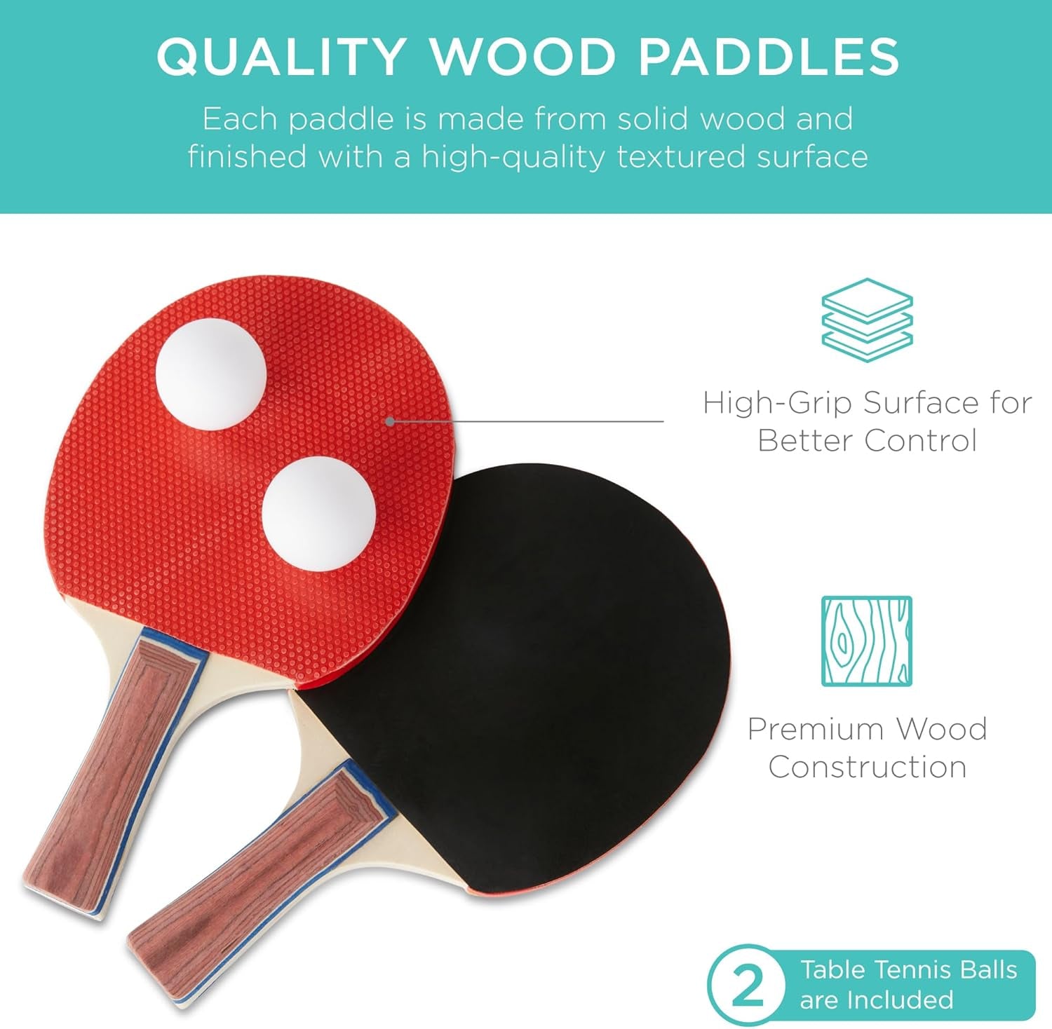 Portable Ping Pong Table, Mid-Size Folding Indoor Outdoor Table Tennis W/ 2 Paddles, 4 Balls Included, Carrying Bag