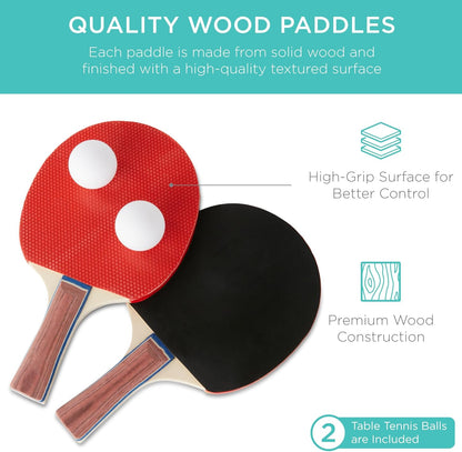 Portable Ping Pong Table, Mid-Size Folding Indoor Outdoor Table Tennis W/ 2 Paddles, 4 Balls Included, Carrying Bag