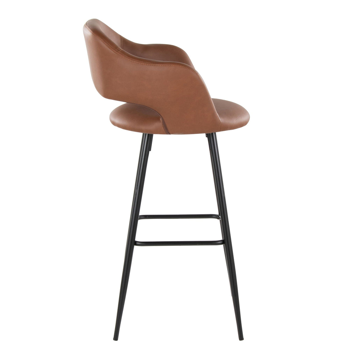 Contemporary Fixed Height Barstool Set of 2 with Square Footrest - Multiple Colors