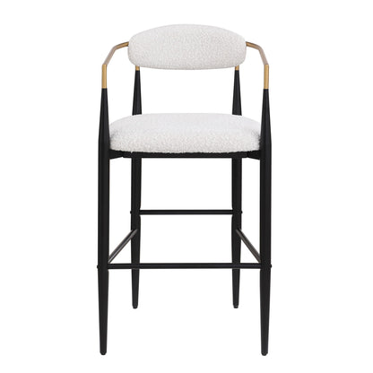 Upholstered Bar Stools with Backs for Kitchen Island - Set of 2 - Beige